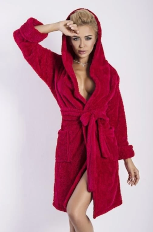 Halat de baie Diana Short pentru femei, culoarea vinului, marimea L Rosu XL