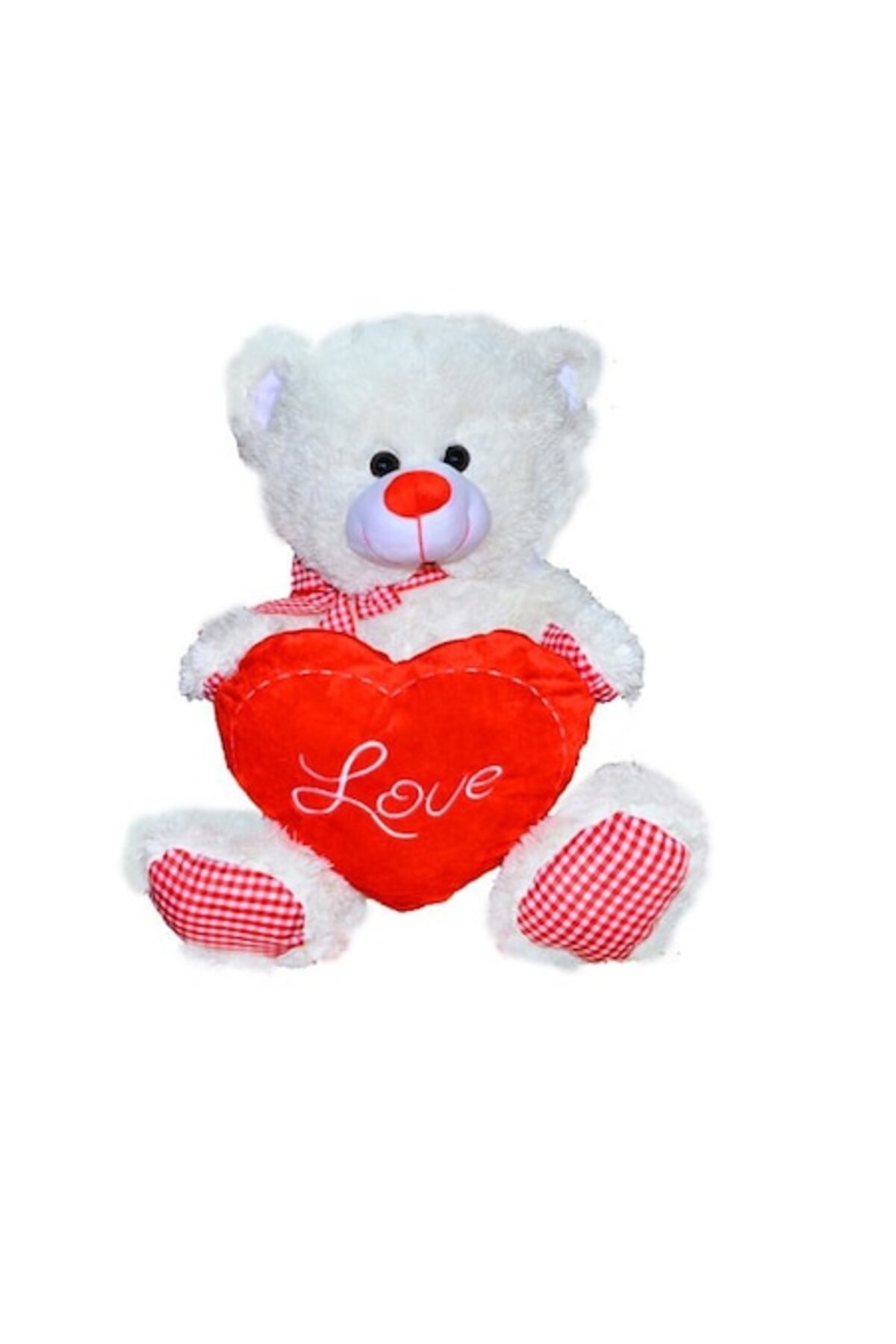 Ursulet de Plus cu Inima, 60-80 cm, alb